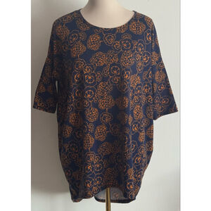Women's LuLaRoe Navy Orange Floral Tunic Top S